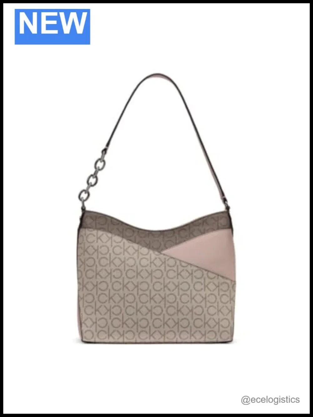 Vegan Leather Hobo Shoulder Bag with Chain Detail and Interior Pockets